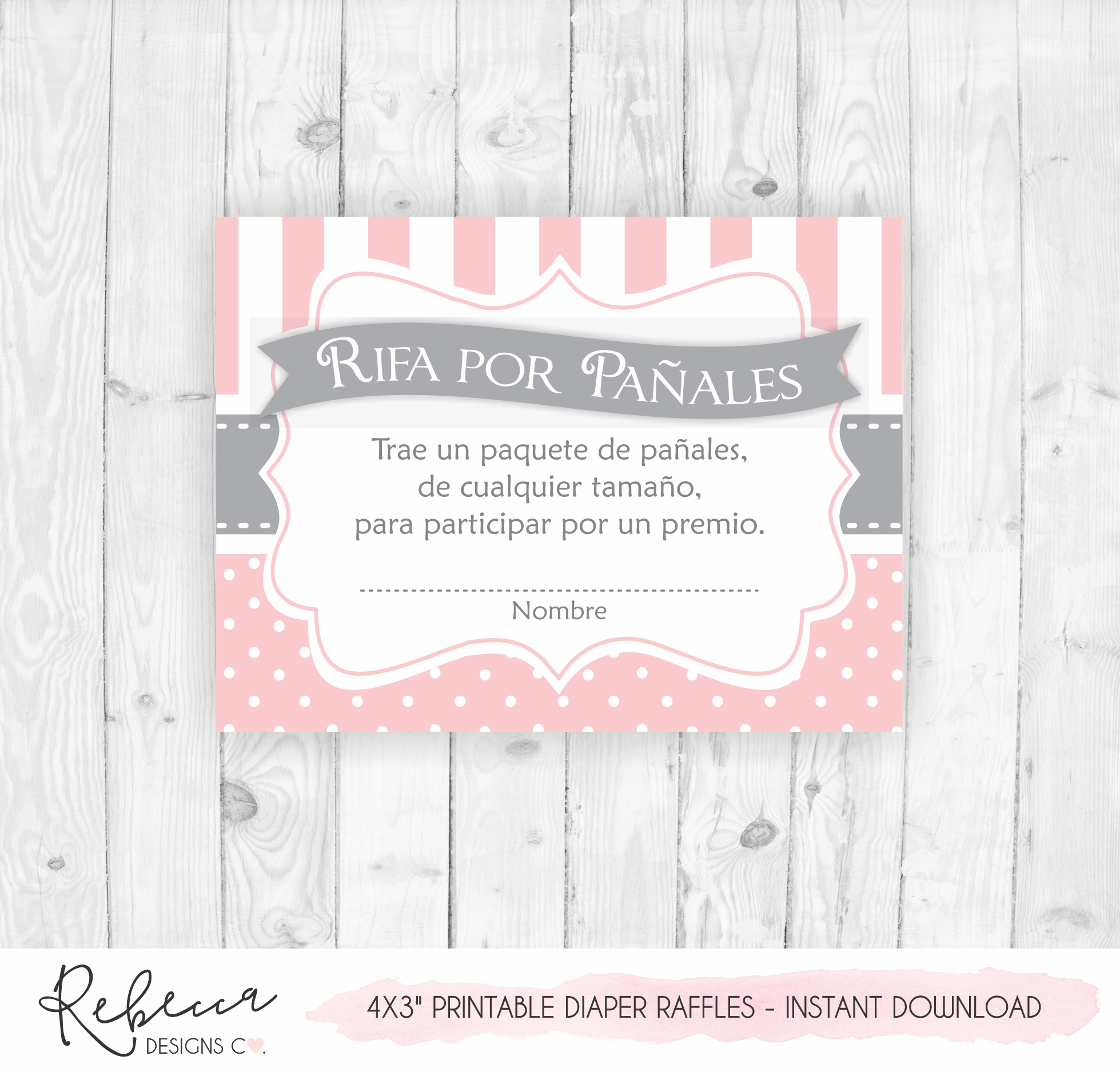 Diaper Raffles Spanish Rifas Para Pañales Baby Shower in 