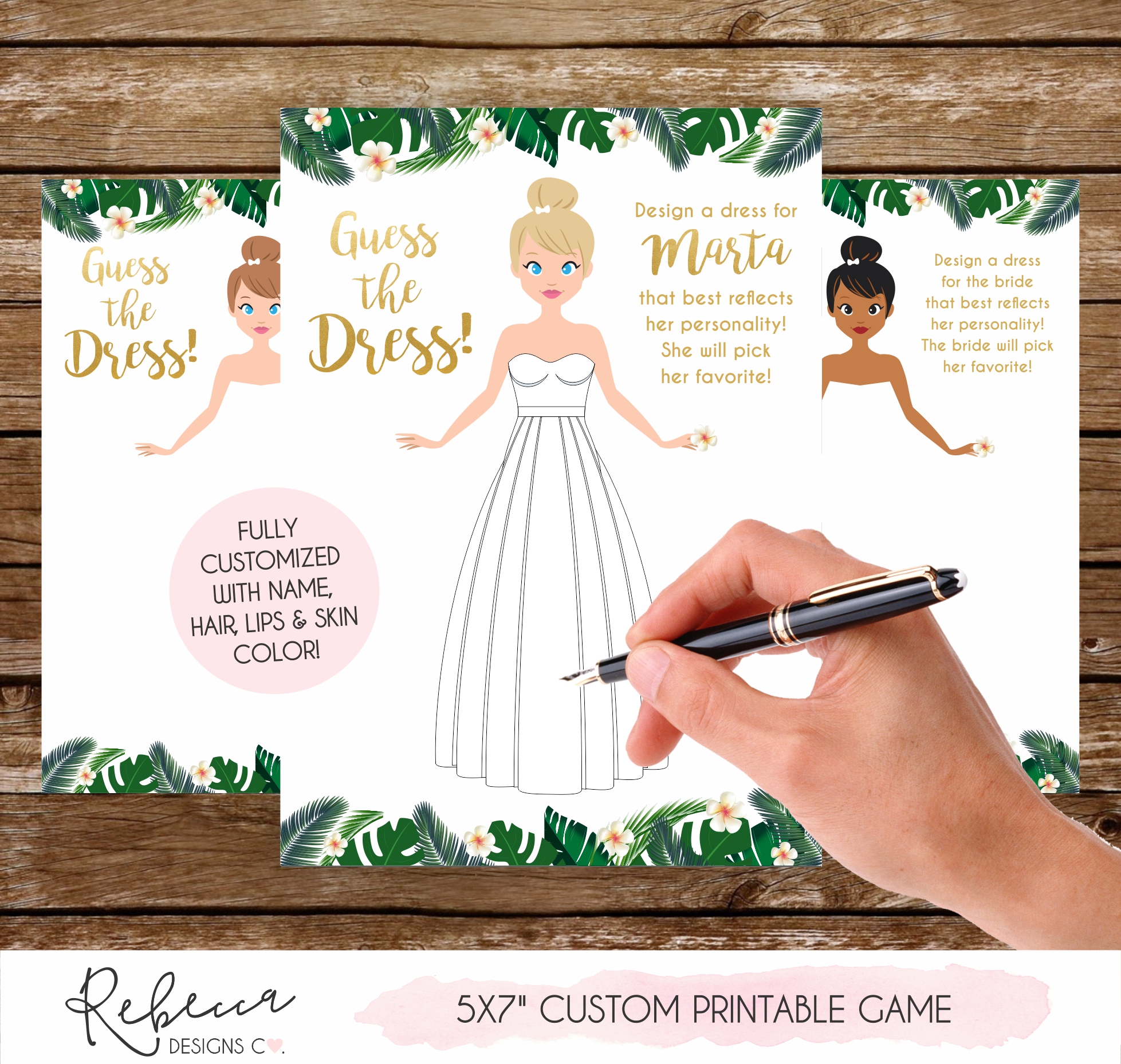 Guess the dress game • Printable custom design Rebecca Designs Co.