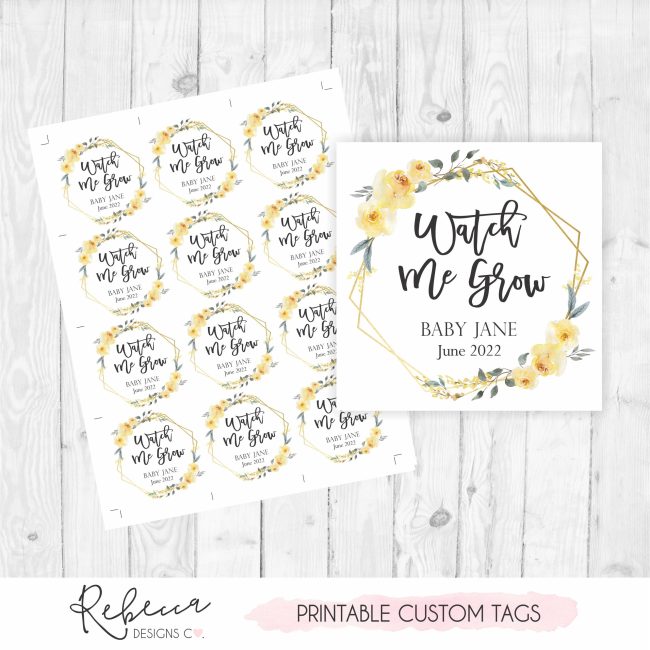 Watch me grow tags • Printable custom design – Rebecca Designs Co.
