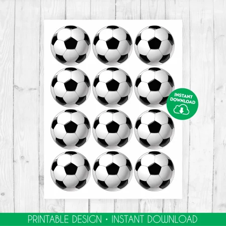 40 Pcs Soccer Ball Cupcake Toppers - Easy To Apply Cake Decorations For Kids Birthday & Sports Parties (2D Design)