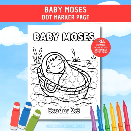 Baby Moses Dot Marker Craft Printable Sunday School Activity Exodus 2:3 Bible Craft