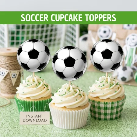 Soccer Cupcake Toppers Printable Soccer Party Birthday Toppers Football Cupcake Toppers Soccer Class Soccer Game Stickers Football Party